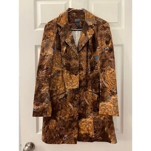Additions by Chico's Rustic Jacket Blazer Women's 0‎ Brown Cottegecore Paisley